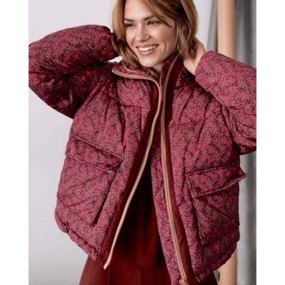 Anthropologie Numph Lillie Floral Full Zip Puffer Jacket Medium - Picture 4 of 12